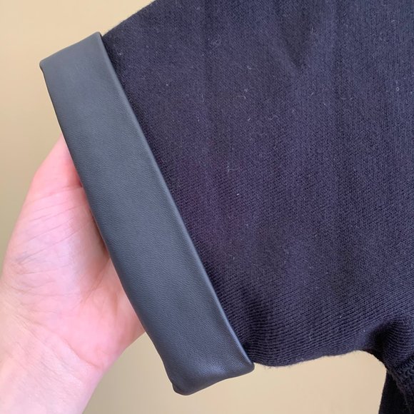 VINCE black crewneck with leather details - Picture 5 of 6